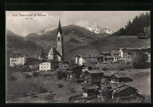 AK San Pancrazio d`Ultimo, Ortsansicht mit Hügeln und Dolomitenspitzen