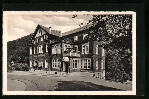 AK Solingen, Hotel Stadt Burg mit Strasse