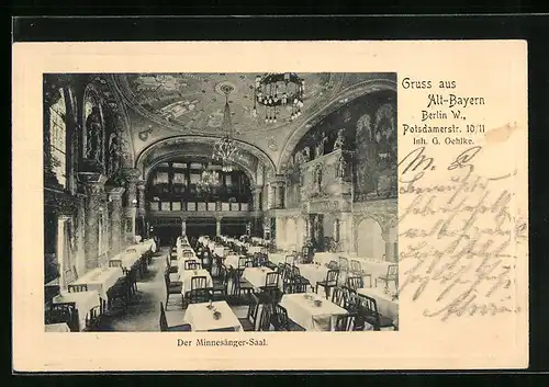 AK Berlin, Gasthaus Alt-Bayern in der Potsdamerstrasse 10 /11 - Minnesänger-Saal