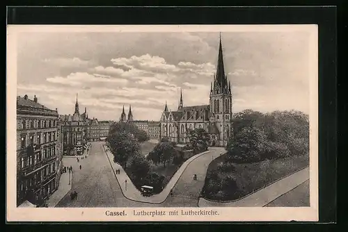 AK Kassel, Lutherplatz mit Lutherkirche