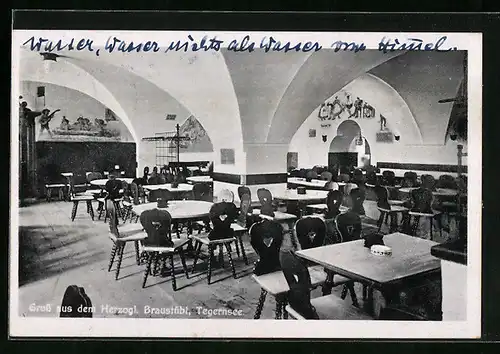 AK Tegernsee, Gasthaus Herzogliches Braustübl, Innenansicht
