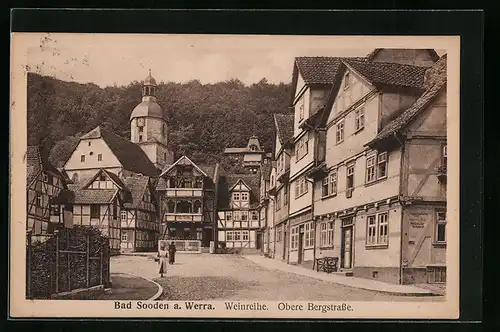 AK Bad Sooden a. Werra, Weinreihe u. Obere Bergstrasse mit Geschäft