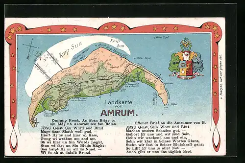 AK Amrum, Landkarte mit Wappen