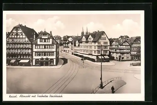 AK Kassel, Altmarkt mit Freiheiter Durchbruch und Drahtwerk Linker