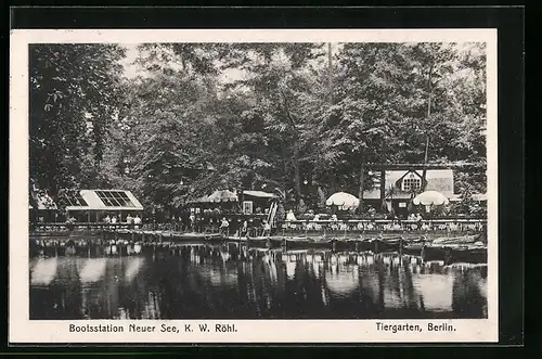 AK Berlin, Bootsstation Neuer See im Tiergarten