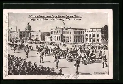 AK Berlin, Parade der ersten eroberten Geschütze 1914