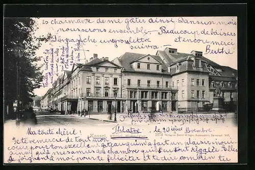 AK Kassel, Königliches Hoftheater mit Strassenpartie