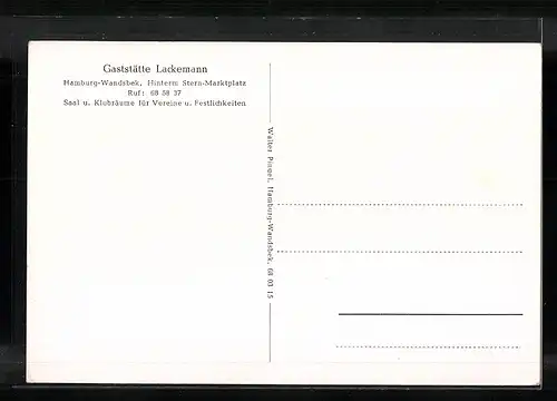 AK Hamburg-Wandsbek, Gaststätte Lackemann, hinterm Stern-Marktplatz