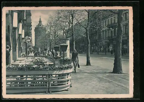 AK Mannheim, Heidelberger Strasse mit Wasserturm