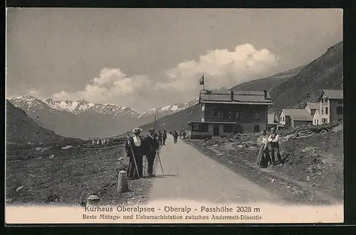 AK Oberalp-Passhöhe, Kurhotel Oberalpsee vor Bergpanorama