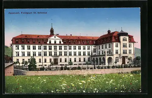 AK Appenzell, Kollegium St. Antonius mit blühender Wiese