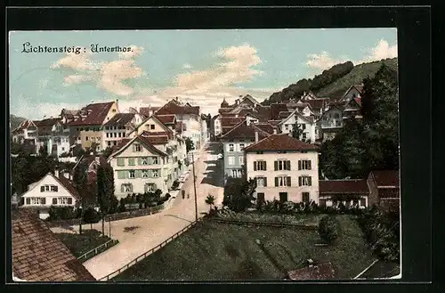 AK Lichtensteig, Unterthor mit Strassenpartie