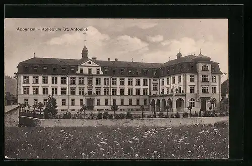 AK Appenzell, Kollegium St. Antonius mit blühender Wiese