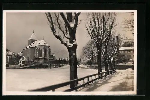 AK Appenzell, Ortsansicht mit Kirche im Schnee