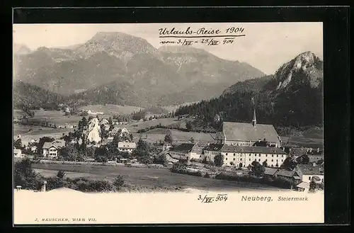AK Neuberg, Ortspartie mit Bergen