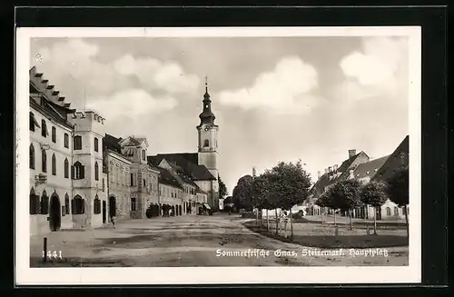AK Gnas, Hauptplatz mit Kirche