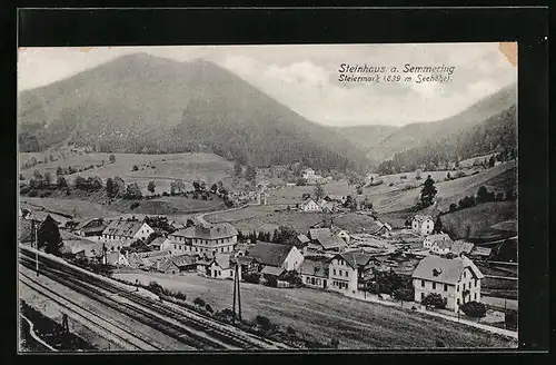 AK Steinhaus a. Semmering, Teilansicht mit Bergen