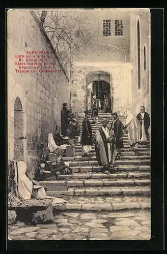 AK Jerusalem, Treppe zur Grabeskirche
