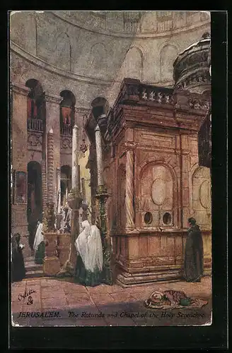 Künstler-AK Jerusalem, The Rotunda and Chapel of the Holy Sepulchre