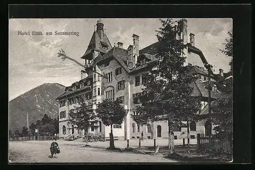 AK Semmering, Partie vor dem Hotel Erzherzog Johann
