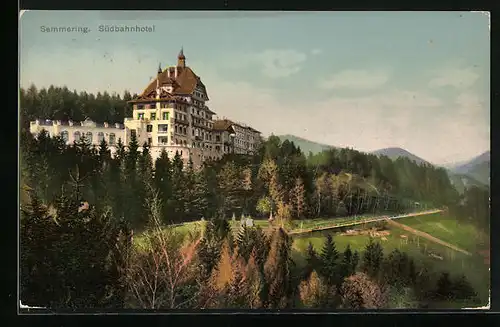 AK Semmering, Blick zum Südbahn-Hotel