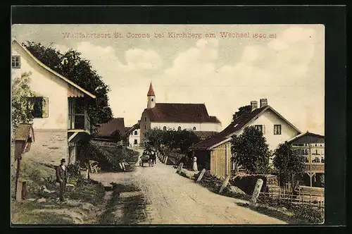 AK St. Corona b. Kirchberg, Ortsansicht mit Strassenpartie
