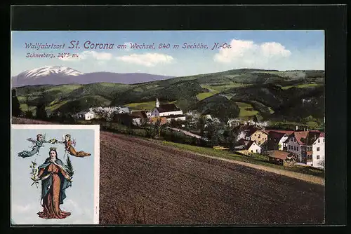 AK St. Corona a. Wechsel, Totalansicht mit Gnadenmutter