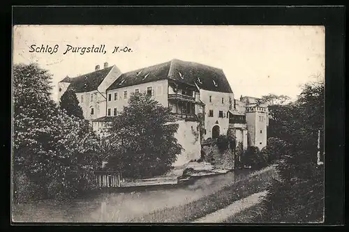 AK Purgstall, Ansicht des Schlosses mit Uferpartie