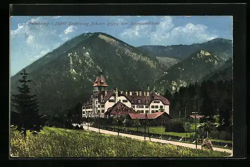 AK Semmering, Grand Hotel Erzherzog Johann gegen den Sonnwendstein