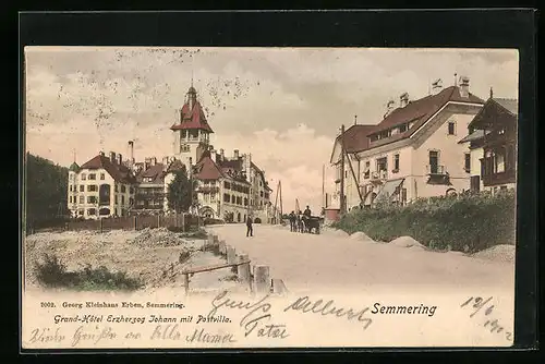 AK Semmering, Grand Hotel Erzherzog Johann mit Postvilla