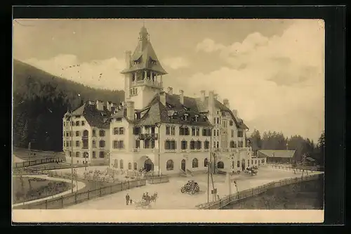 AK Semmering, Hotel Erzherzog Johann mit Strassenpartie