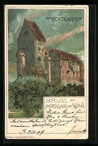 AK Mödling, Der Lichtenstein vor stürmischem Himmel
