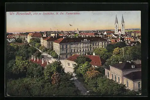 AK Wr. Neustadt, Panorama mit Doppelturmkirche