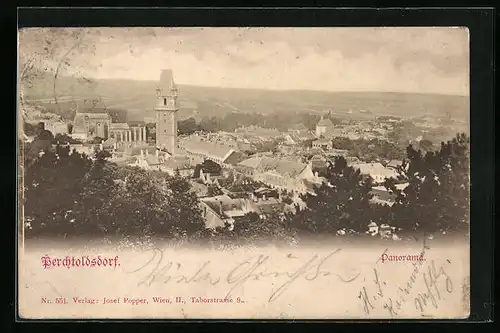 AK Berchtoldsdorf, Blick über den Ort aus der Vogelschau