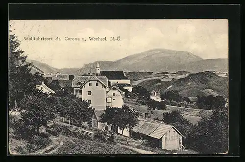 AK St. Corona bei Kirchberg am Wechsel, Strassenpartie mit Blick auf das Hotel Wien