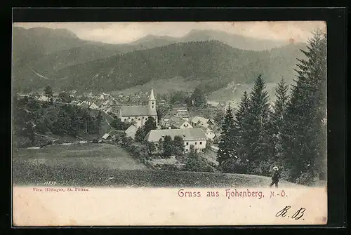 AK Hohenberg, Ortsansicht vom Berg aus