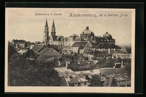 AK Klosterneuburg, Ortspartie mit der Stiftskirche zum Hl. Leopold