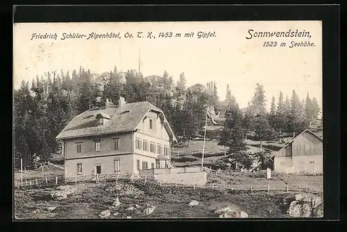 AK Sonnwendstein, Partie am Friedrich Schüler-Alpenhotel mit Gipfel