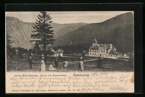 AK Semmering, Blick auf das Grand Hotel Erzherzog Johann mit Sonnwendstein