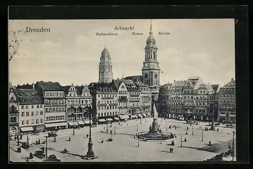 AK Dresden, Blick auf den Altmarkt, Kreuzkirche