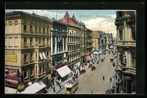AK Berlin, Blick in die Friedrichstrasse Ecke Jägerstrasse