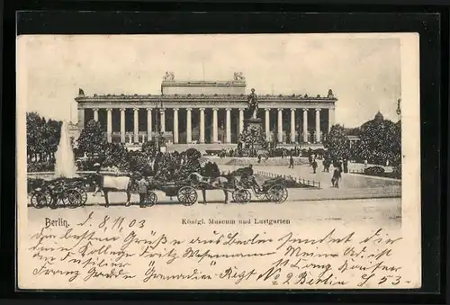 AK Berlin, Kutschen vor dem Königl. Museum und Lustgarten