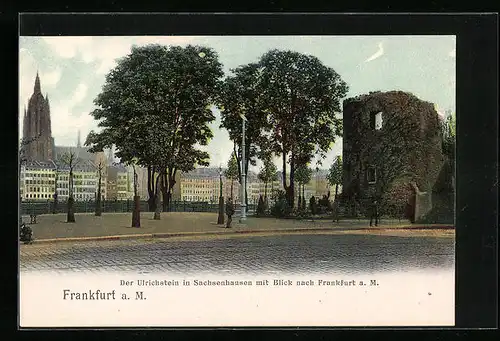 AK Frankfurt a. M.-Sachsenhausen, Der Ulrichstein mit Blick nach dem Ort