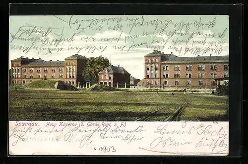 AK Berlin-Spandau, Blick auf die Neue Kaserne (5. Garde Regt., z. F.)