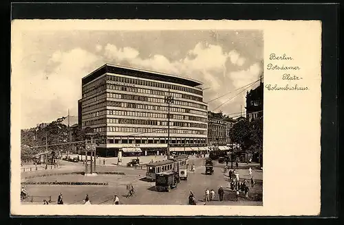 AK Berlin, Potsdamer Platz, Columbushaus, Strassenbahn