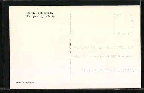 AK Berlin, Europahaus aus der Vogelschau