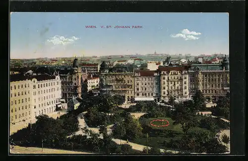 AK Wien, St. Johann Park mit umgebenden Häusern