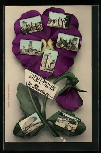 AK Montlucon, Gebäudeansichten auf Veilchenblüte