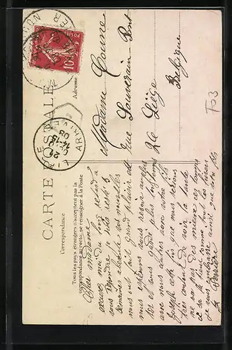 AK Montlucon, Gebäudeansichten auf Veilchenblüte