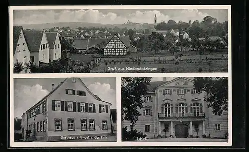 AK Niederstotzingen, Panorama, Gasthaus zum Engel, Schloss